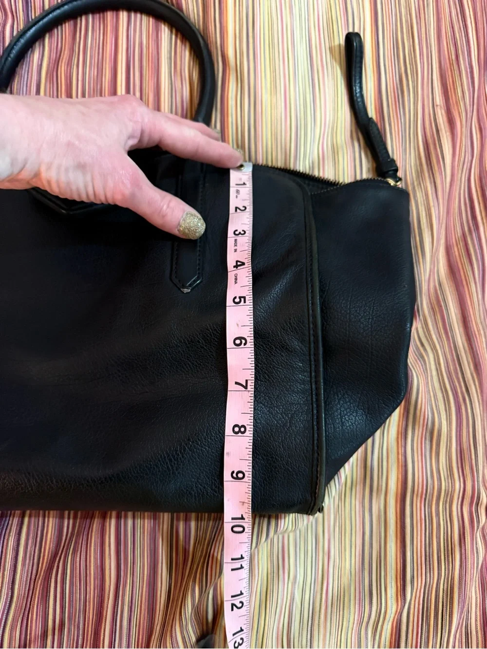 Marc by Marc Jacobs Black Leather Dual-Handle Satchel with Gold Hardware